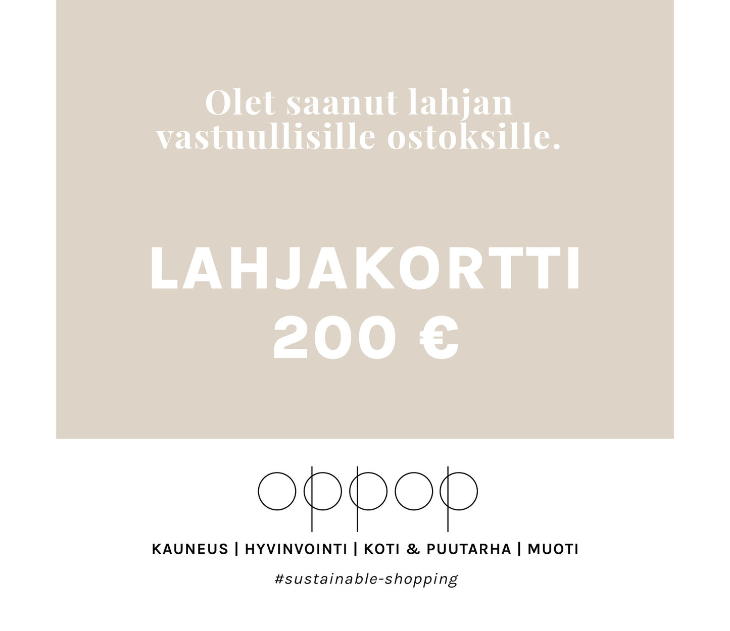 Oppop Shop LAHJAKORTTI